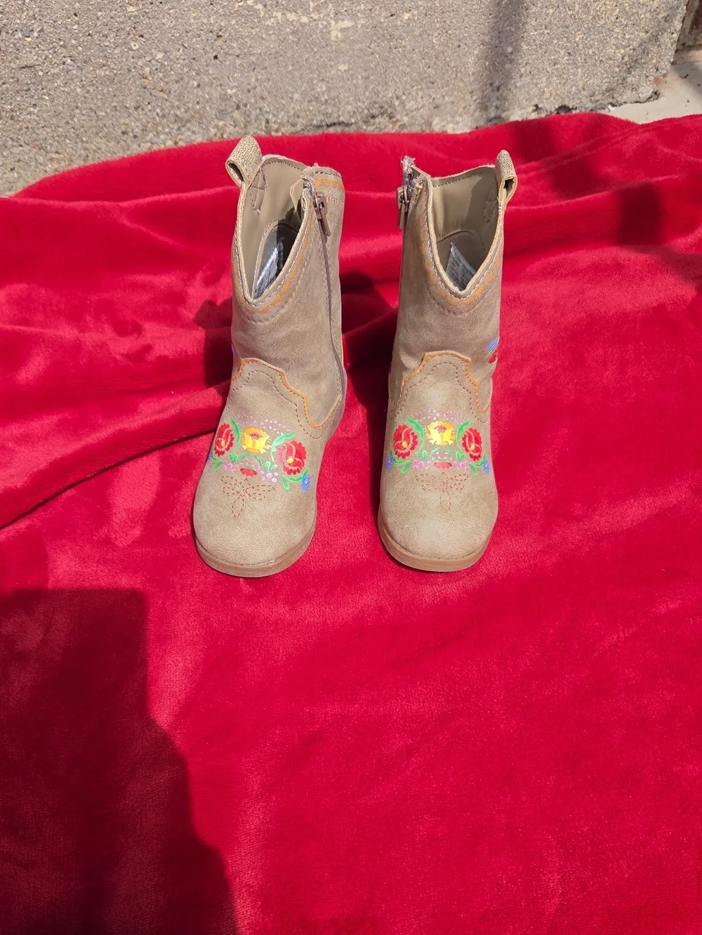 Spirit Tan Kids Floral Embroidered Western Boots